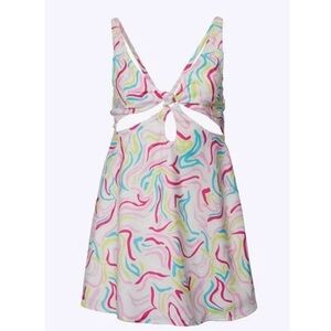 For Love And Lemons Palmer retro Multicolor Satin Dress XS NWT